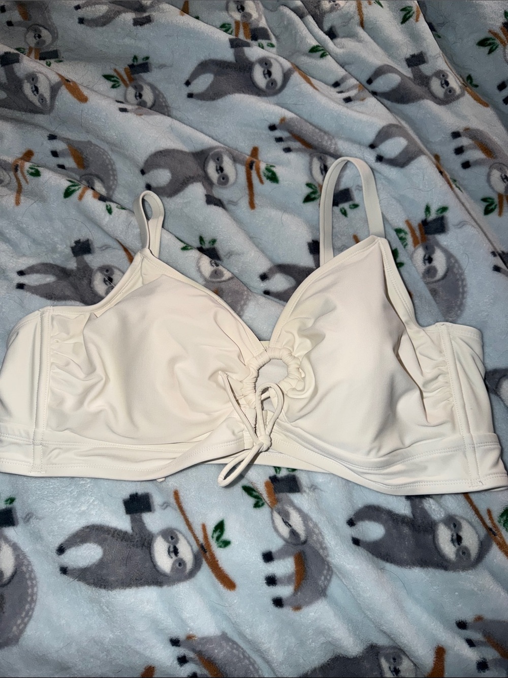 wild fable Cream Ruched Ring Detail Bikini Top